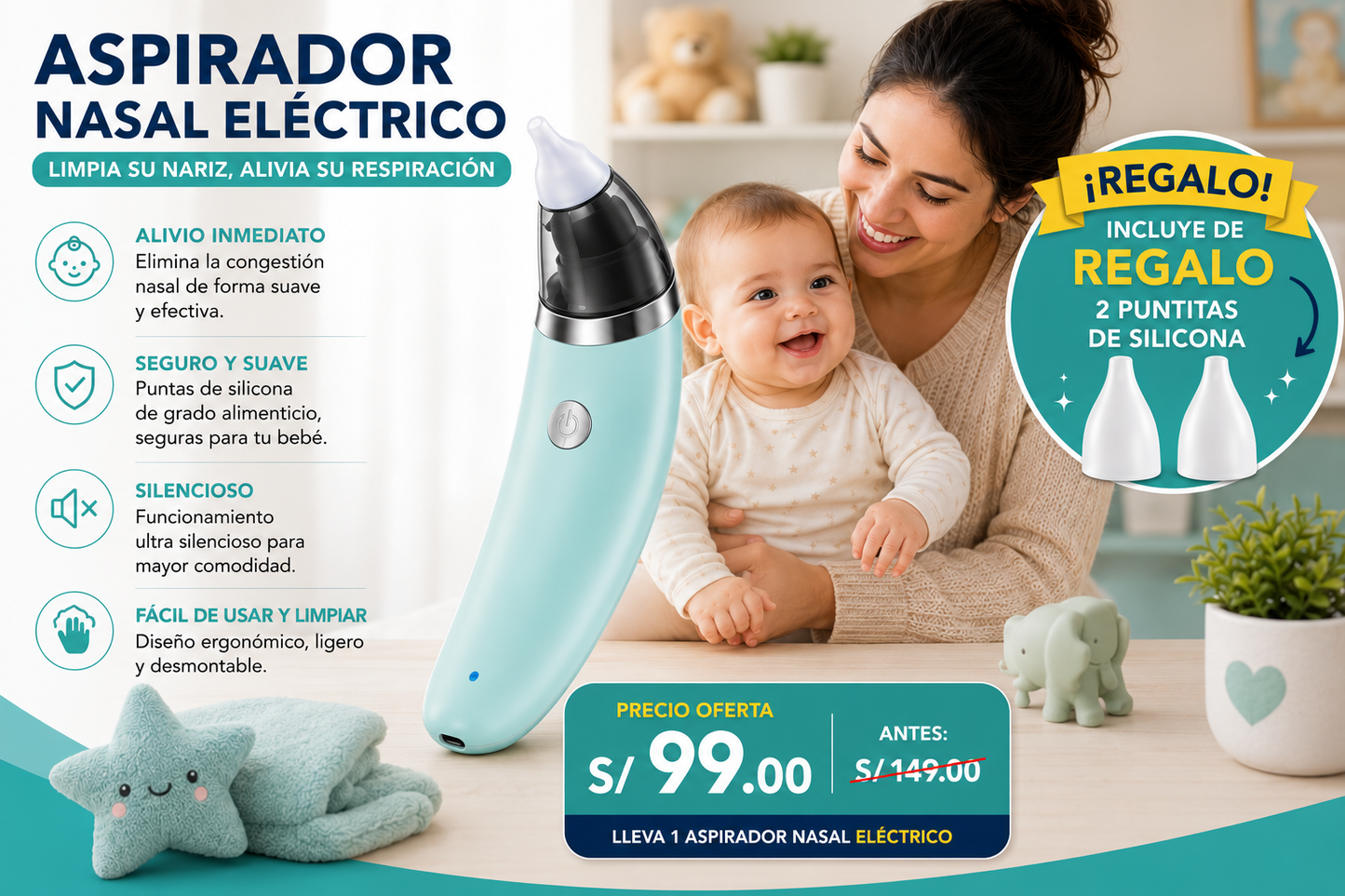 Aspirador Nasal Eléctrico Premium