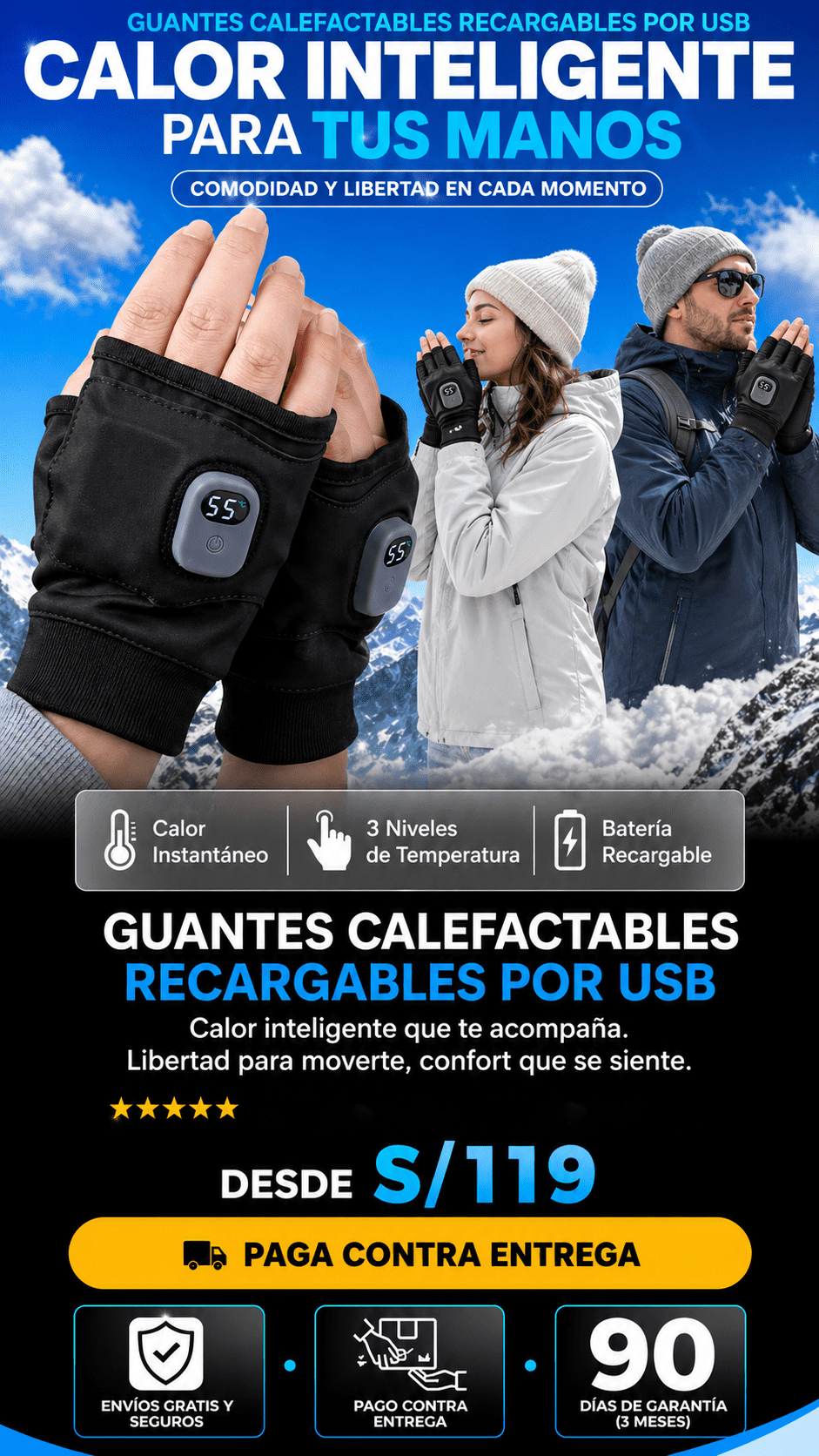 🧤 Guantes Calefactables Recargables por USB